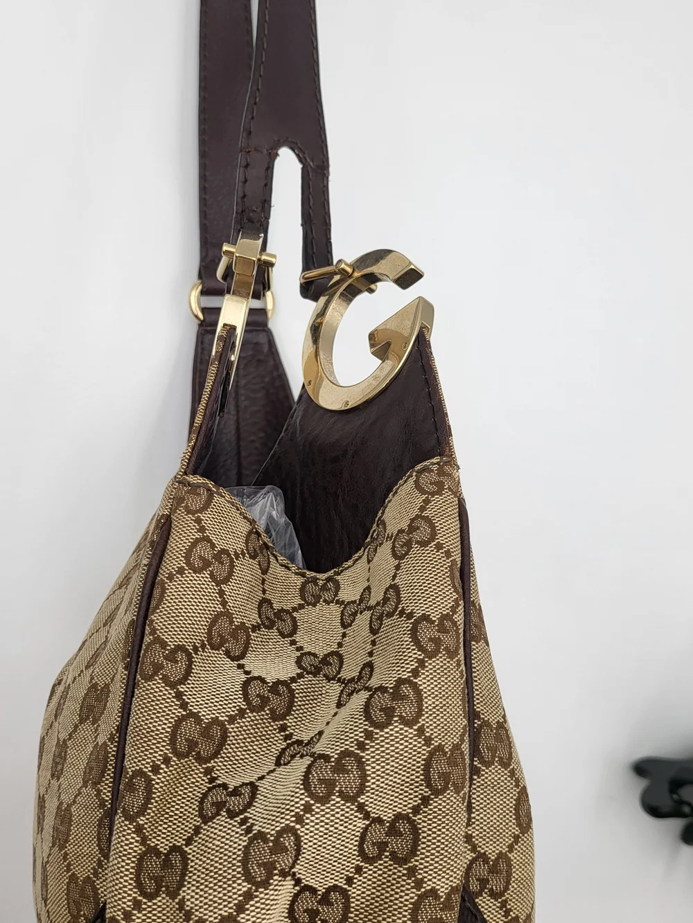 GUCCI Monogram Medium Charlotte Hobo Brown,, Authentic!!
